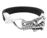 AB-1079-SP Sterling Silver Bracelet With Leather Jewelry Bali Designs Inc